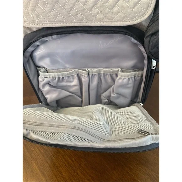 BabbleRoo Diaper Bag Backpack Grey/Blue w/Pacifier case/Changing Pad NEW - Picture 11 of 16